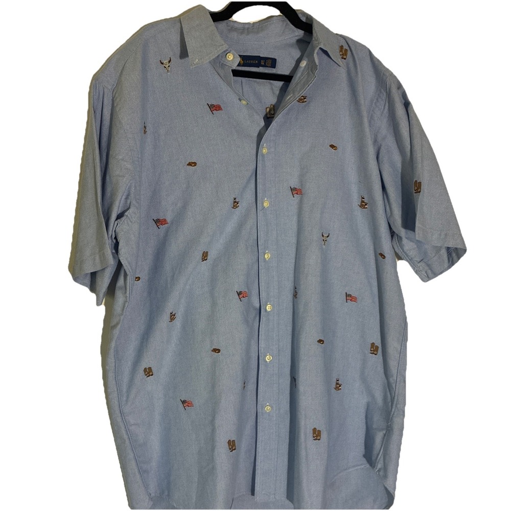 Ralph Lauren Men's XLT TGL Polo Shirt Short Sleeve Collared Americana USA Flag